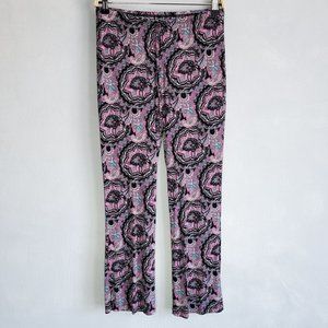 Bebe Vintage Y2K Semi-Sheer Purple Multi Paisley Pull On Cropped Pants - Medium